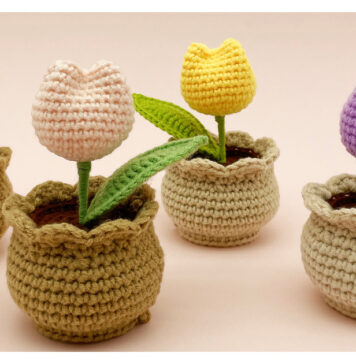 Mini Tulip Pot Amigurumi Free Crochet Pattern