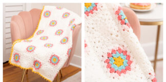 Raspberry Sprinkle Granny Square Blanket Free Crochet Pattern and Video Tutorial