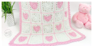 Heart Granny Square Blanket Free Crochet Pattern