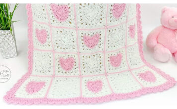 Heart Granny Square Blanket Free Crochet Pattern