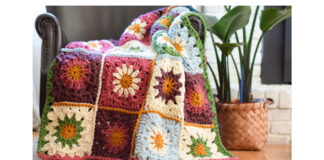 Sunny Blooms Flower Blanket Free Crochet Pattern
