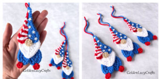 Patriotic Heart Gnome Ornament Free Crochet Pattern