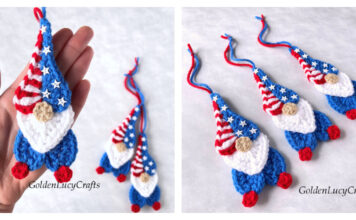 Patriotic Heart Gnome Ornament Free Crochet Pattern