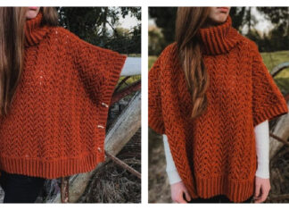 Harvest Turtleneck Poncho Free Crochet Pattern and Video Tutorial