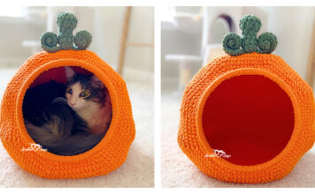 Pumpkin Cat Bed Free Crochet Pattern