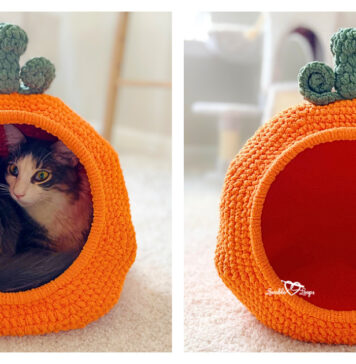 Pumpkin Cat Bed Free Crochet Pattern