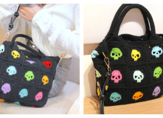 Skull Granny Square Bag Free Crochet Pattern and Video Tutorial