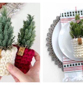 Mini Planter Cover Free Crochet Pattern and Video Tutorial