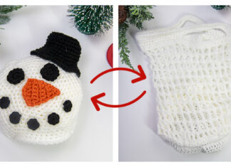 Snowman Market Bag Free Crochet Pattern and Video Tutorial