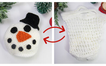 Snowman Market Bag Free Crochet Pattern and Video Tutorial