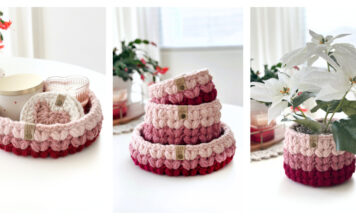 Puffy Heart Basket Free Crochet Pattern and Video Tutorial