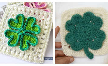 Leaf Clover Granny Square Crochet Patterns