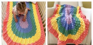 Rainbow Bobble Stitch Crib Blanket Free Crochet Pattern