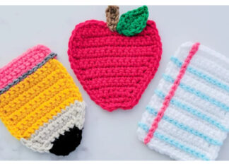 Apple Pencil & Paper Coasters Free Crochet Pattern and Video Tutorial