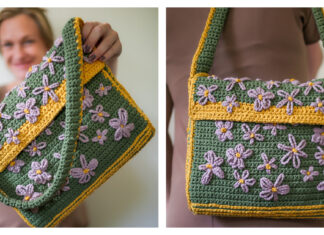 Embroidered Flower Bag Free Crochet Pattern