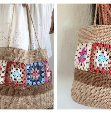 Raffia Granny Square Bag Free Crochet Pattern and Video Tutorial