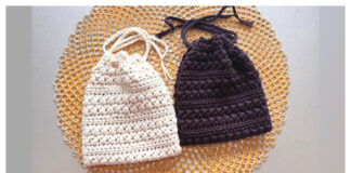Bean Stripes Drawstring Pouch Free Crochet Pattern