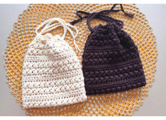 Bean Stripes Drawstring Pouch Free Crochet Pattern