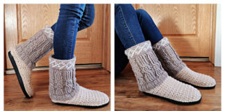 Cable Slipper Boots Free Crochet Pattern
