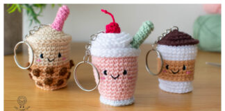 Strawberry Milkshake Amigurumi Keychain Free Crochet Pattern