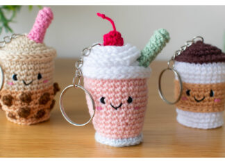 Strawberry Milkshake Amigurumi Keychain Free Crochet Pattern