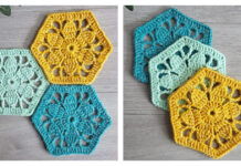 Vintage Flower Hexagon Motif Free Crochet Pattern