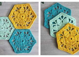 Vintage Flower Hexagon Motif Free Crochet Pattern
