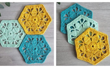 Vintage Flower Hexagon Motif Free Crochet Pattern